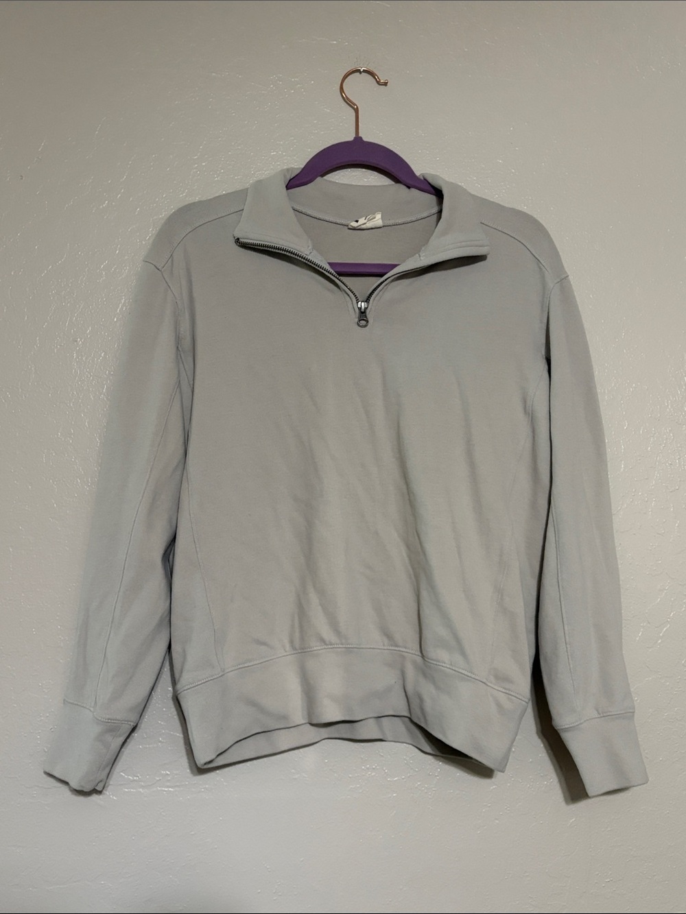 Pact women’s Light heathered Gray cloud-knit Quarter-Zip Pullover Sweater